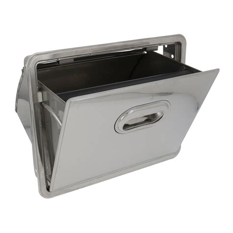 stainless steel fold-down knock box drawer|espresso grounds knock box.